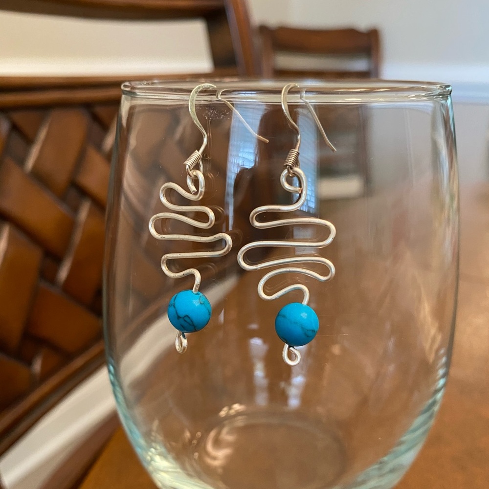 Wavy Blue Pearl Earrings